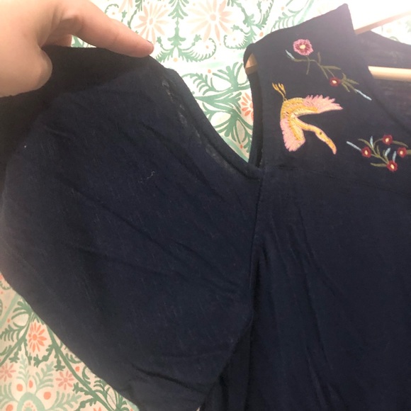 Embroidered Cold Shoulder Top - Picture 4 of 5